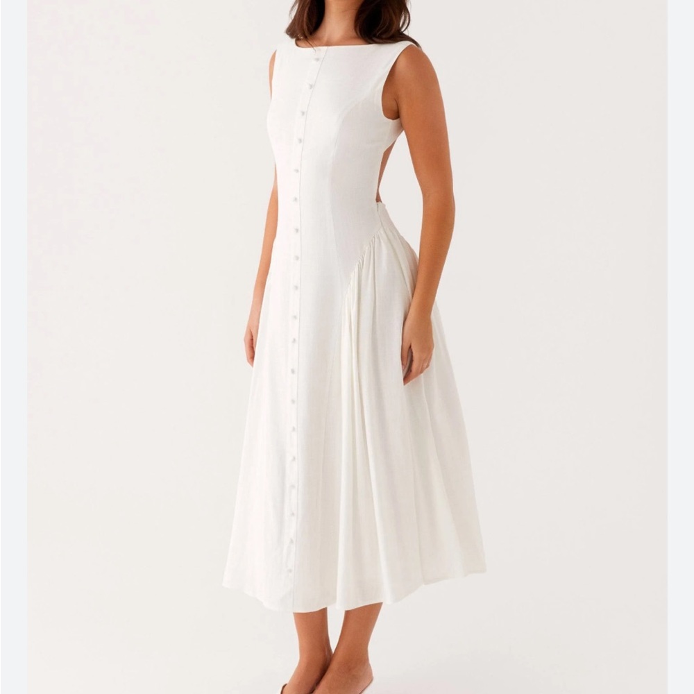 Peppermayo Maylah White Midi Dress Size 4